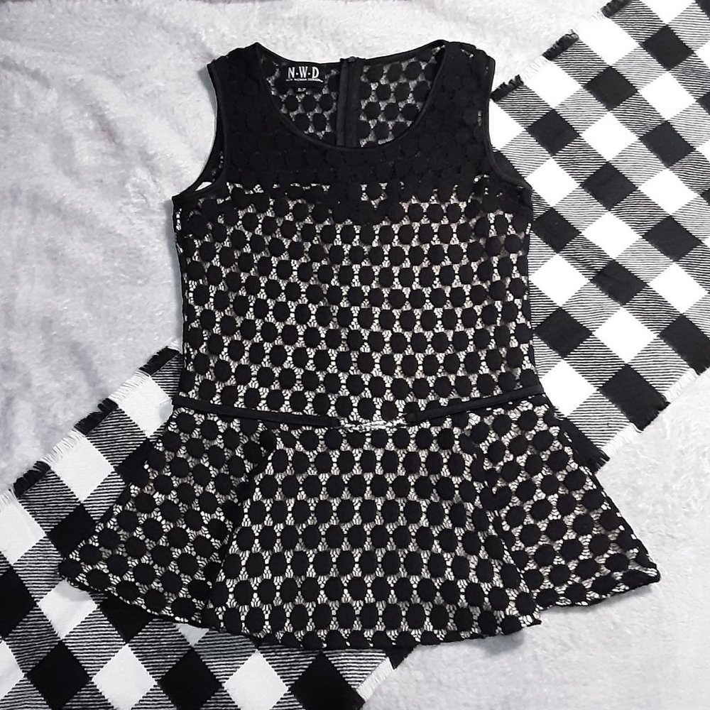 S | NWD | Belted Sleeveless Peplum Top